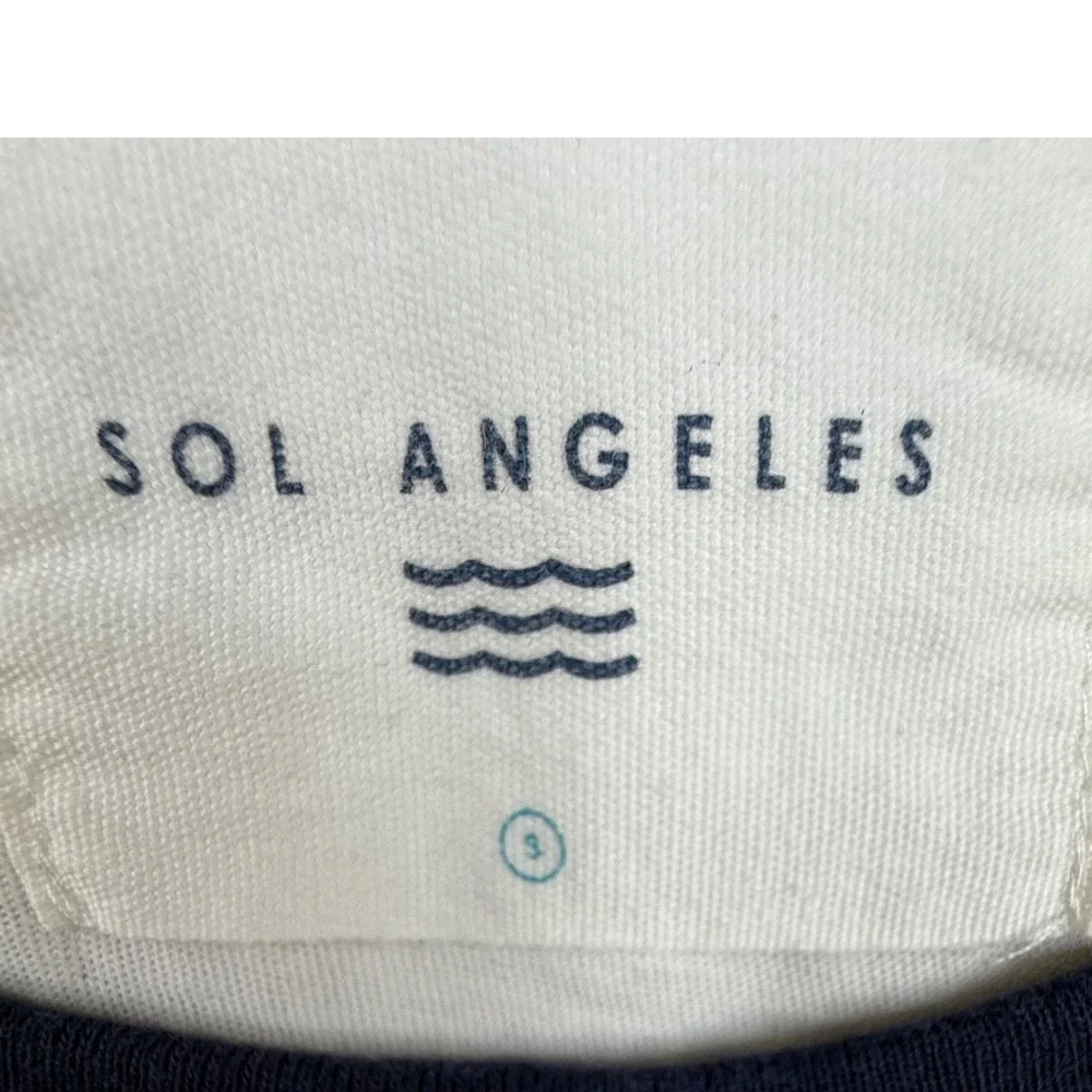 Sol Angeles Womens Love Ringer T-Shirt Patriotic Stars Stripes Sm thin retro - Picture 4 of 8